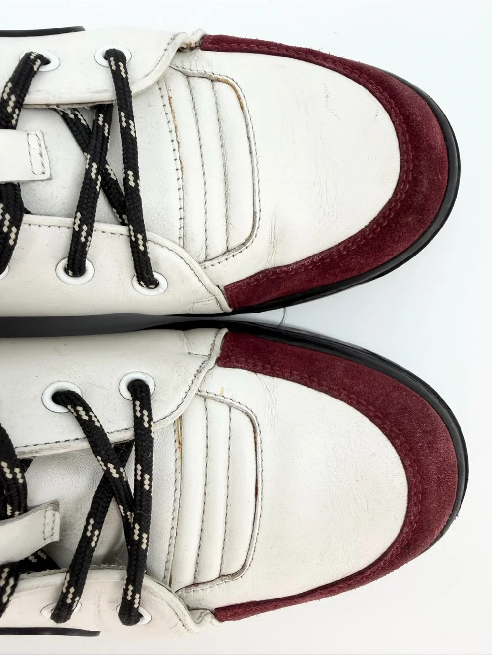 Gucci Burgundy/White GG Interlocking Leather Lace Up High Top Sneakers